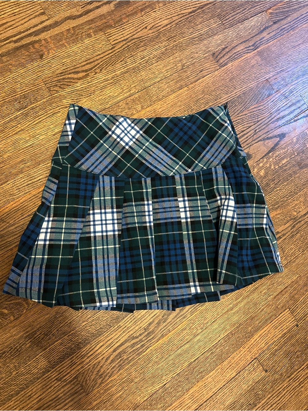 American Eagle Plaid Blue Green y2k Skirt Pleated Stretch